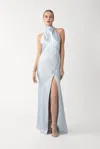 Sau Lee Penelope Backless Satin Gown In Pastel Blue