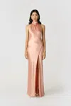 Sau Lee Penelope Backless Satin Gown In Pink Champagne
