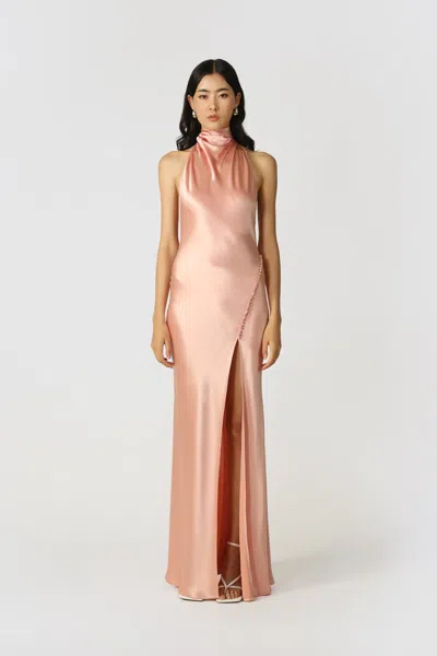 Sau Lee Penelope Backless Satin Gown In Pink Champagne