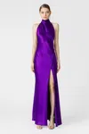 Sau Lee Penelope Backless Satin Gown In Purple