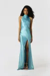 Sau Lee Penelope Backless Satin Gown In Sky Blue