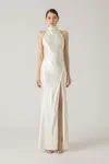 Sau Lee Penelope Backless Satin Gown In White