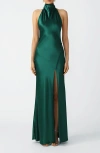 Sau Lee Penelope Backless Satin Gown In Green