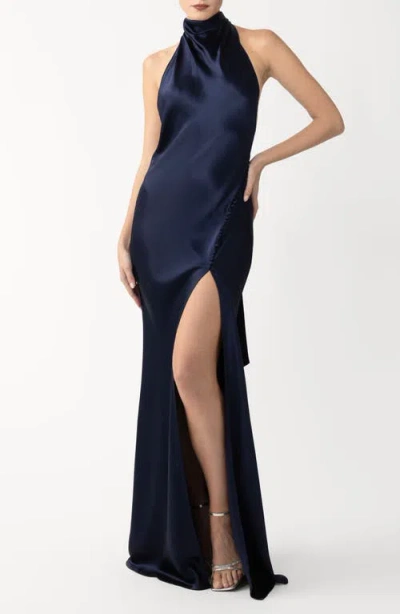 Sau Lee Penelope Satin Gown In Blue