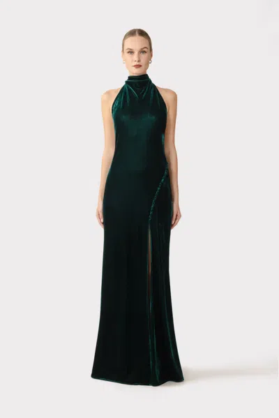 Sau Lee Penelope Velvet Gown In Green