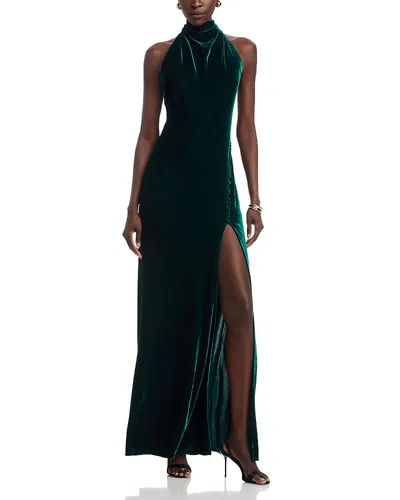 Sau Lee Penelope Velvet Halter Gown In Green