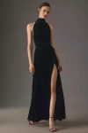 Sau Lee Penelope Velvet Halter Maxi Dress In Black