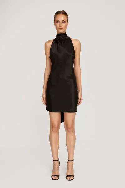 Sau Lee Penny Backless Satin Mini Dress In Black