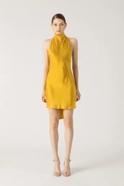 Sau Lee Penny Backless Satin Mini Dress In Gold