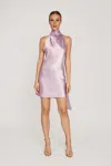 Sau Lee Penny High-neck Satin Bow Mini Dress In Lavender