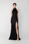 Sau Lee Phoebe Satin Gown In Black