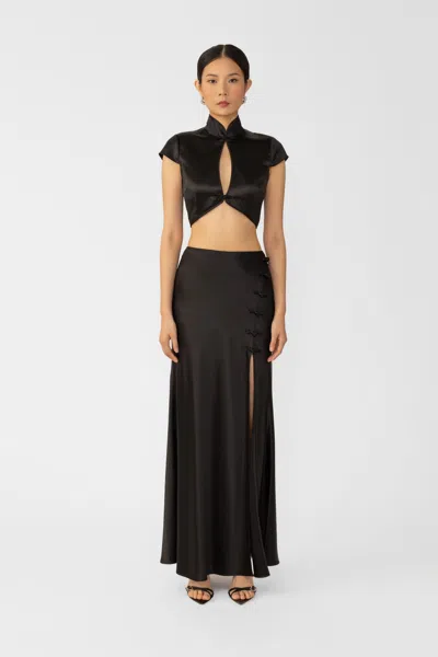 Sau Lee Pia Satin Skirt In Black