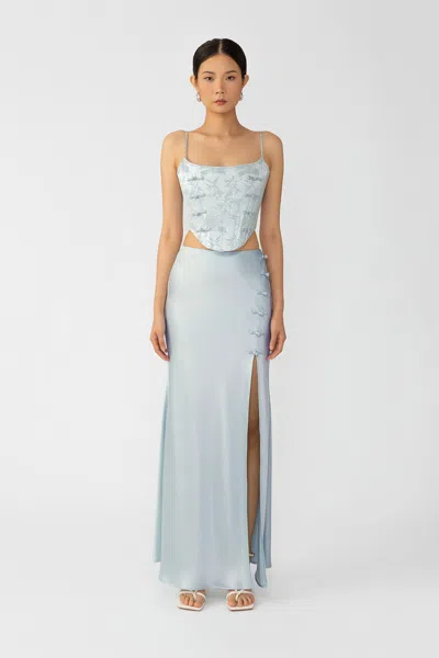 Sau Lee Pia Satin Skirt In Powder Blue