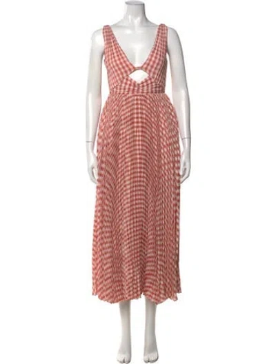Pre-owned Sau Lee Plaid Print Midi Length Dress In Pink