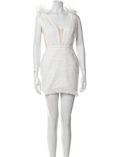 Pre-owned Sau Lee Plunge Neckline Mini Dress W/ Tags In White