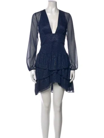 Pre-owned Sau Lee Printed Mini Dress W/ Tags In Blue