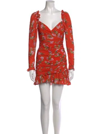 Pre-owned Sau Lee Printed Mini Dress W/ Tags In Orange