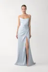 Sau Lee Pru Satin Gown In Pastel Blue