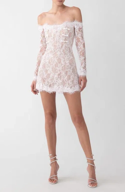 Sau Lee Rachael Off The Shoulder Lace Minidress In White