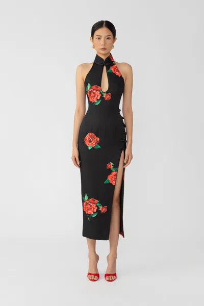 Sau Lee Rayna Rosa Dress In Black Multi