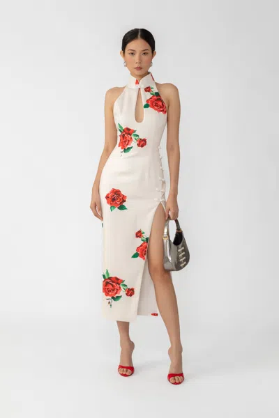 Sau Lee Rayna Rosa Dress In White Multi