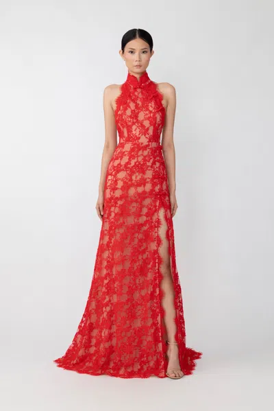 Sau Lee Reese Lace Gown In Red