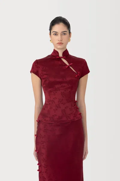 Sau Lee Ren Satin Jacquard Top