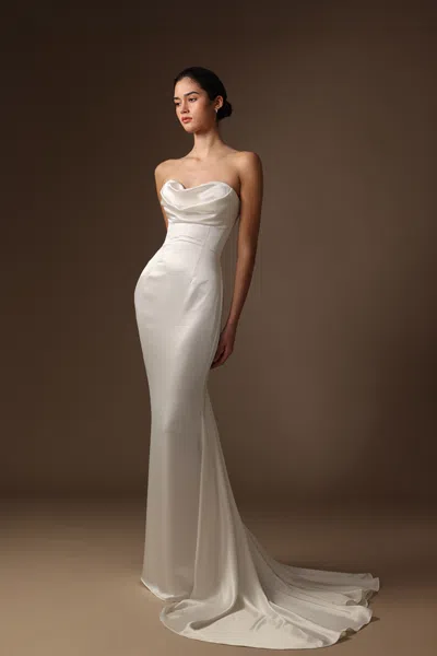 Sau Lee Rianne Satin Gown In White