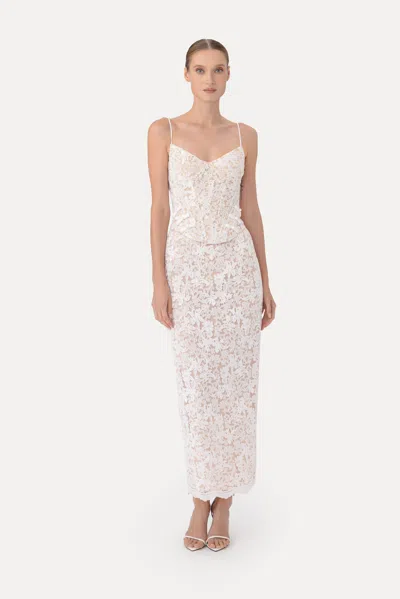 Sau Lee Roma Lace Skirt In White