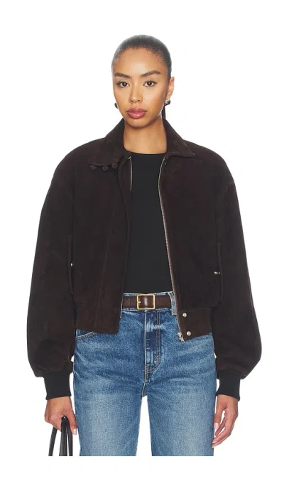 Sau Lee Ronan Suede Bomber Jacket In Blue