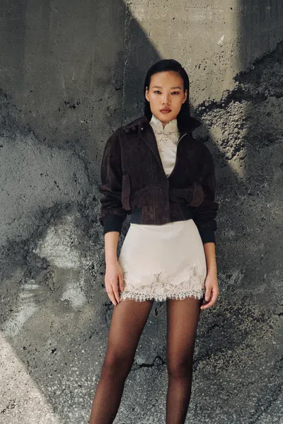 Sau Lee Ronan Suede Bomber Jacket In Chocolate