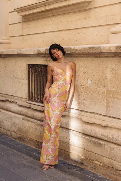 Sau Lee Rosella Jacquard Gown In Multi