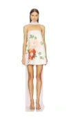 Sau Lee Ruby Dress With Scarf In Multi