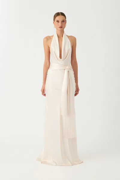 Sau Lee Sabina Satin Gown In White