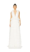 Sau Lee Sabrina Tulle Gown In White