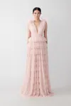 Sau Lee Sabrina Tulle Gown In Nude