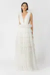 Sau Lee Sabrina Tulle Gown In White