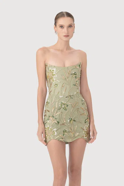 Sau Lee Saint Embellished Mini Dress In Green