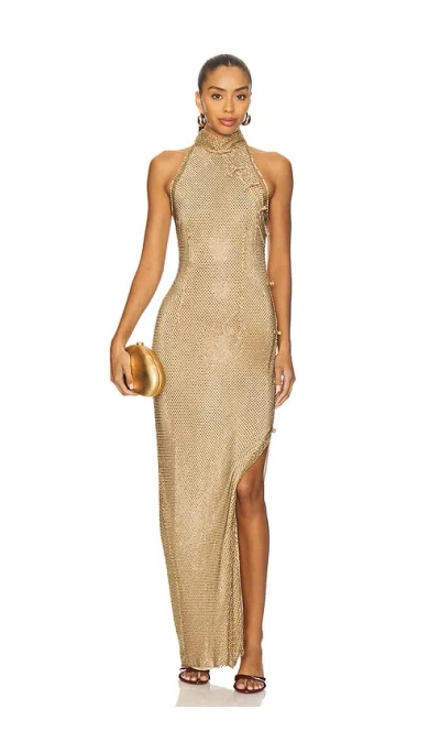 Sau Lee Santana Crystal Dress In Gold