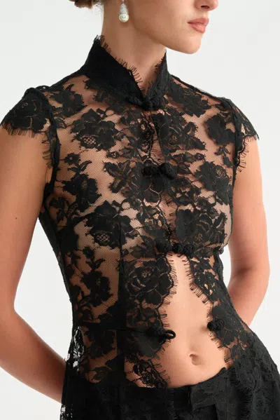 Sau Lee Saphina Lace Top In Black
