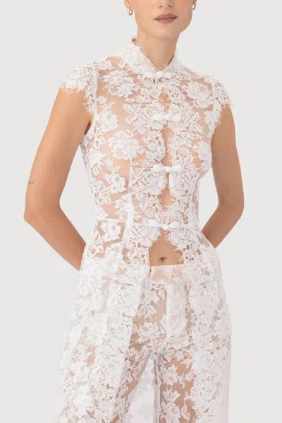 Sau Lee Saphina Lace Top In White