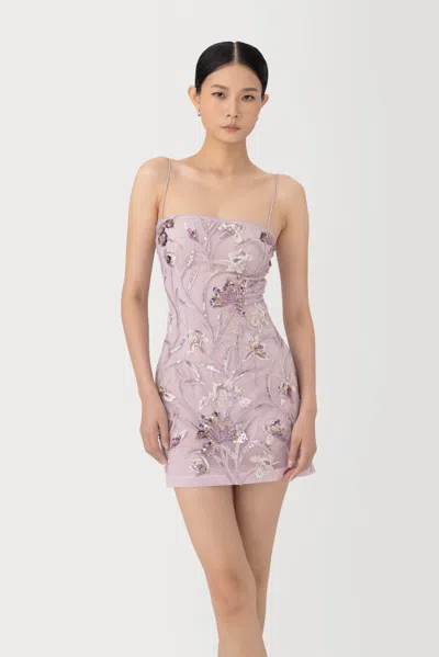 Sau Lee Sara Embellished Mini Dress In Purple