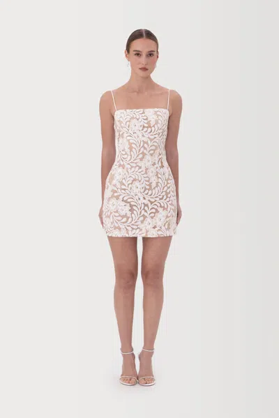 Sau Lee Sara Lace Mini Dress In White