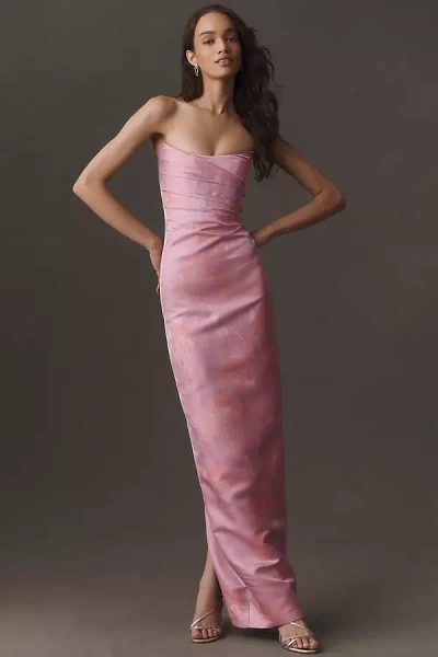 Sau Lee Savie Jacquard Gown In Pink