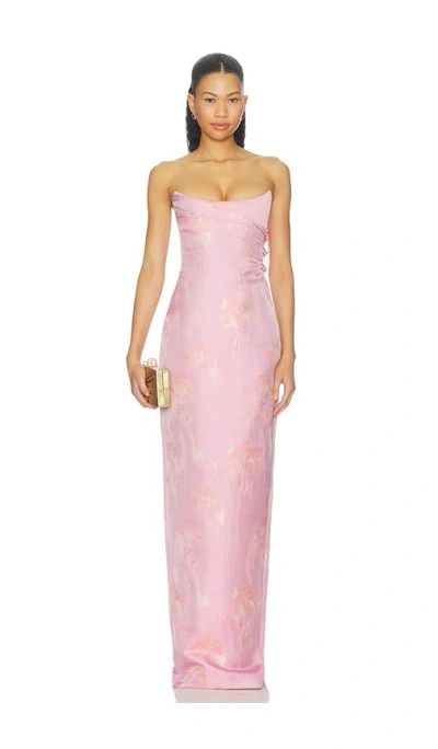 Sau Lee Savie Jacquard Gown In Pink