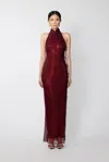 Sau Lee Shao Crystal Dress In Dark Cherry