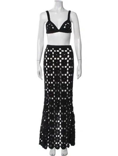 Pre-owned Sau Lee Silk Lace Pattern Skirt Set In Black