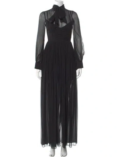 Pre-owned Sau Lee Silk Long Dress In Black