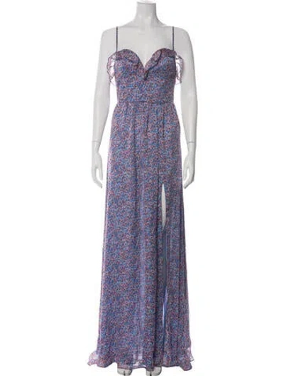 Pre-owned Sau Lee Silk Long Dress W/ Tags In Blue