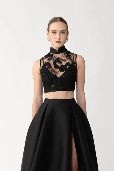 Sau Lee Skye Sheer Top In Black